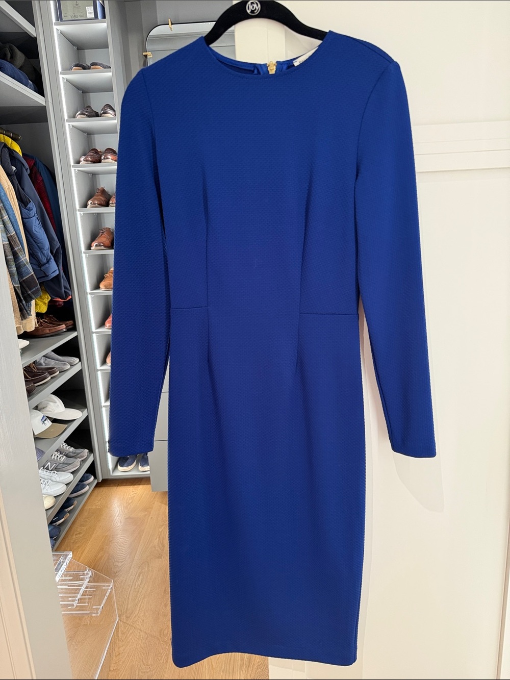 Women's Long-Sleeve Royal Blue Sheath Dress